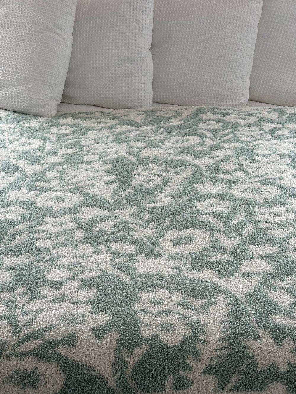 Botanical Plush Blanket Folk Art Tree of Life Sage Green 80x78 Full Queen Floral